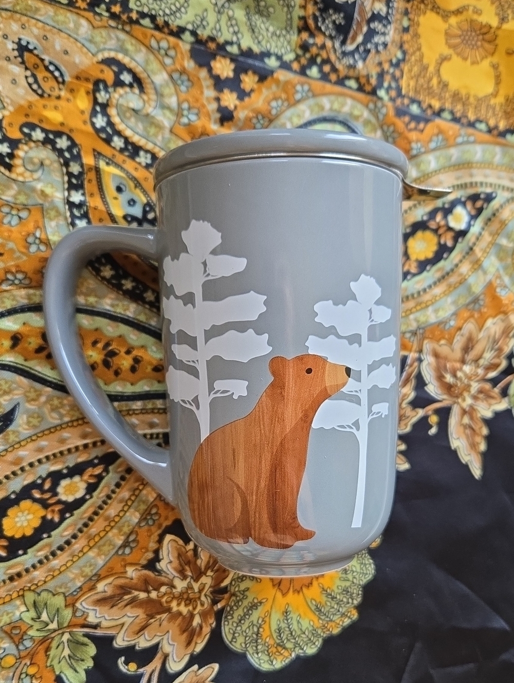 Davids Tea Bear Grey Nordic Mug With Lid Infuser